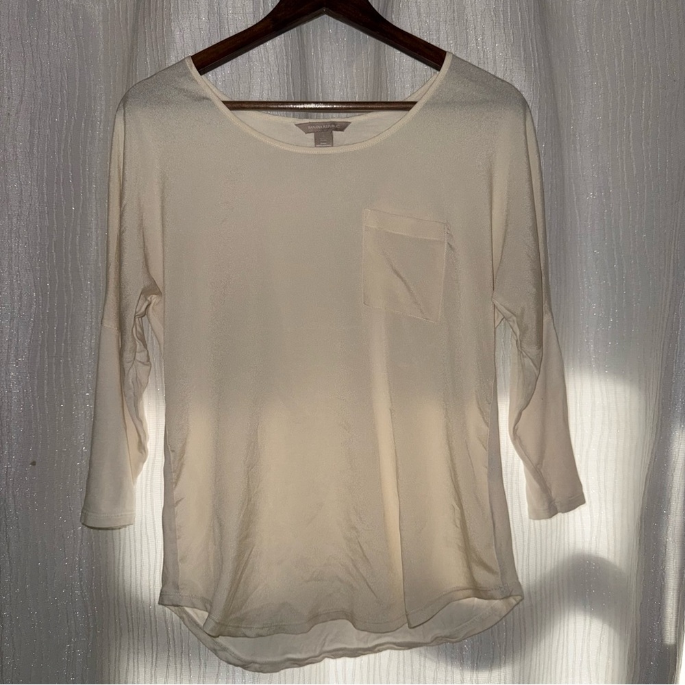 Banana Republic Cream 3/4 Sleeve relaxed top